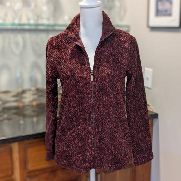 Stan Herman Burgundy Red Lightweight Fleece Front Full Zip Up Jacket - Picture 1 of 5